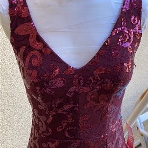 This burgundy color sequence dress is beautiful.